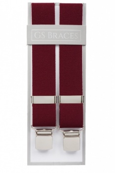 Plain Maroon Trouser Braces With Large Clips
